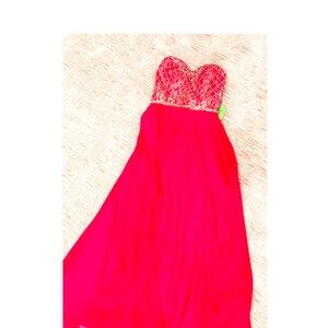 Studio 17 Red Strapless Prom Dress
